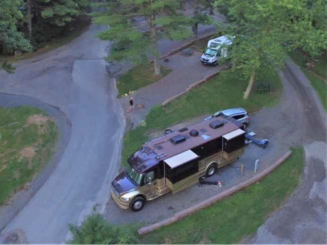 Aerial photo of pull thru sites