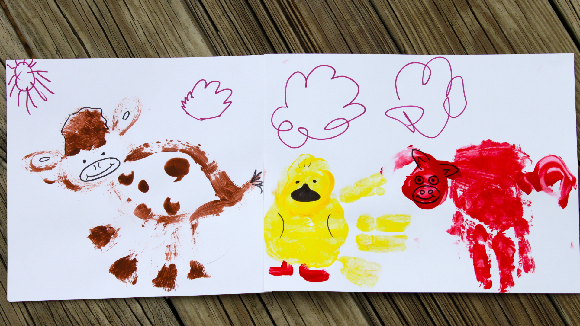 Finger Painting Farm Animals Photo