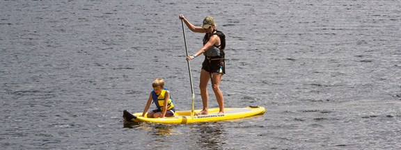 Paddle boarding on Grand Lake