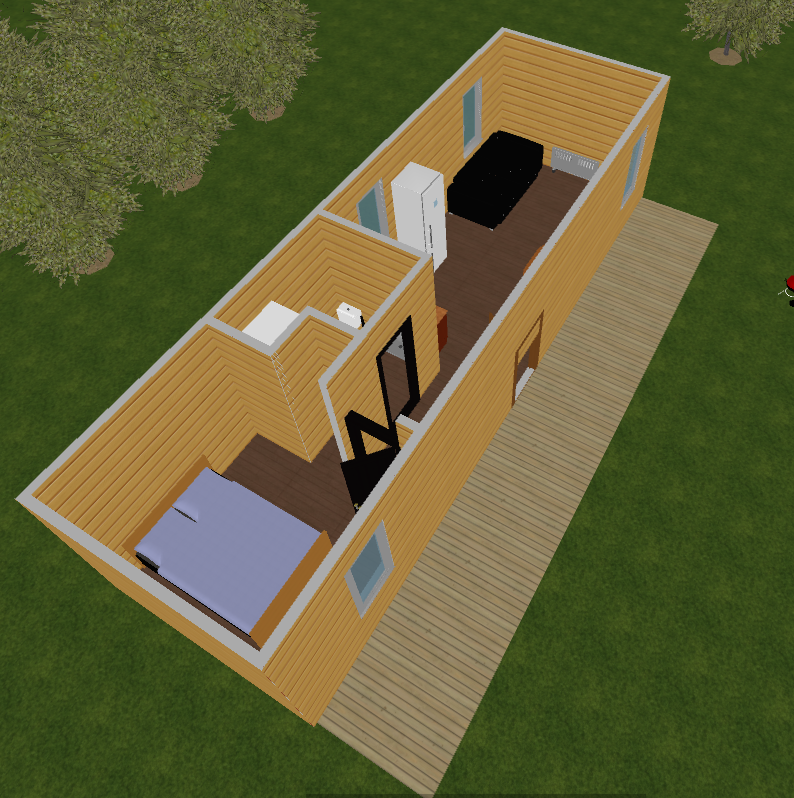 Deluxe Cabin Long Porch 3D