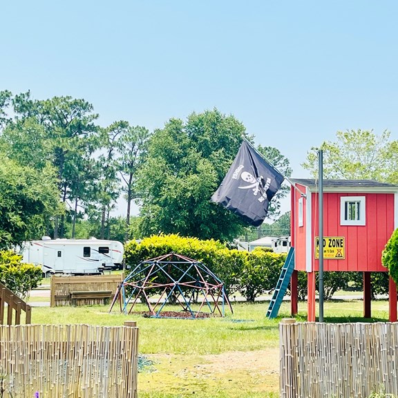 Flying the Jolly Roger at our kid's playground