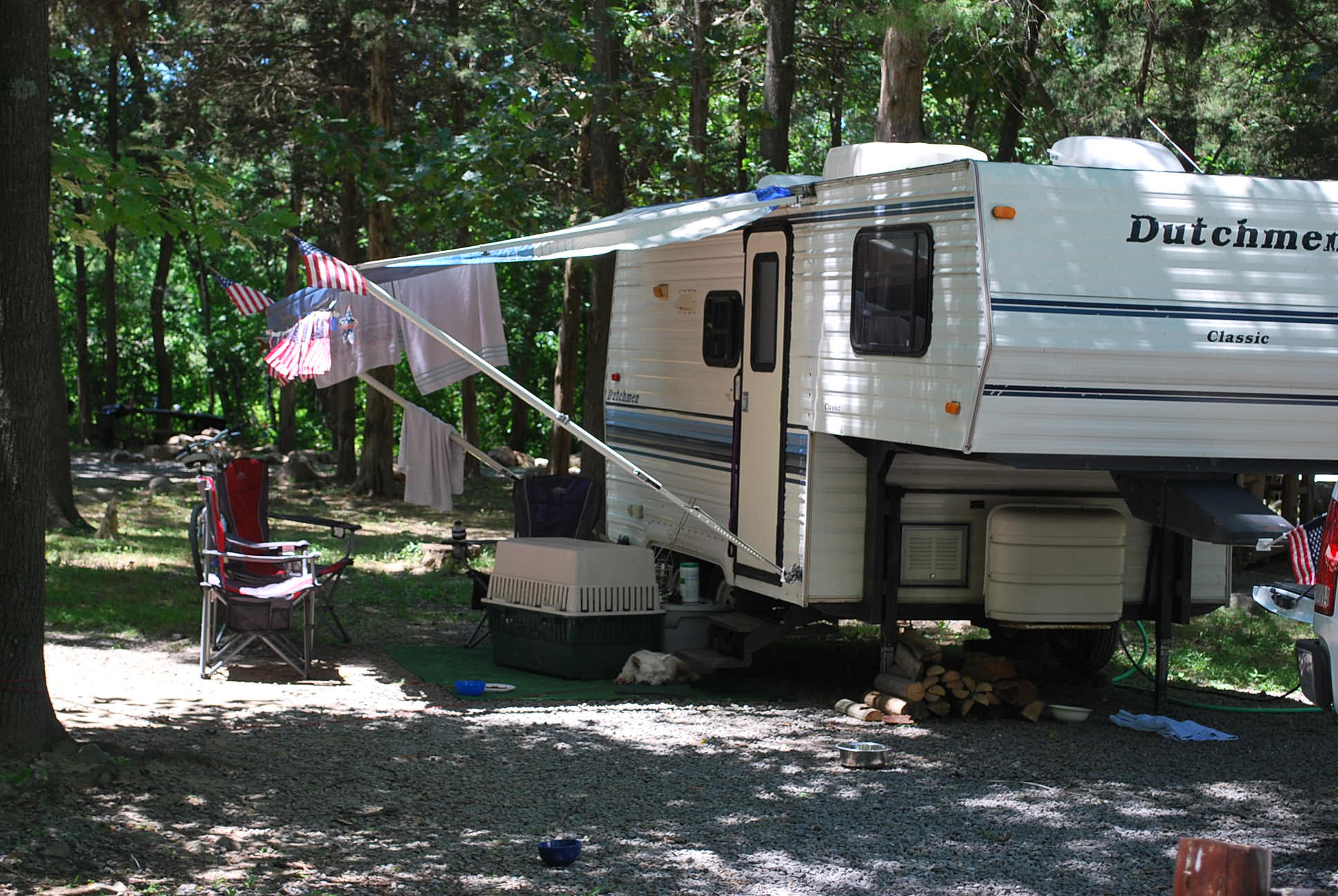 Our shady, back in sites are great for the family and furry friends, too!