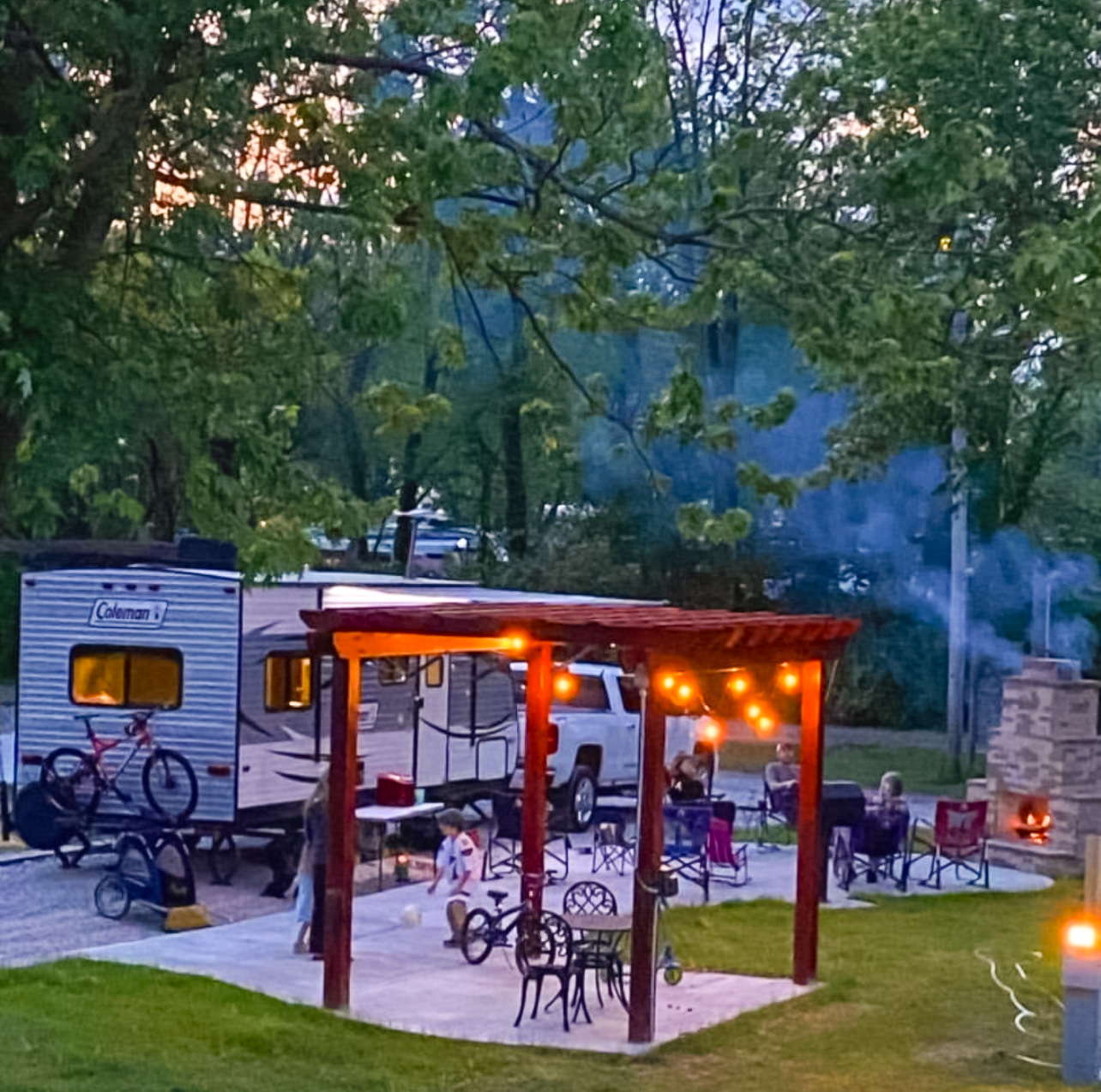 pergola patio night