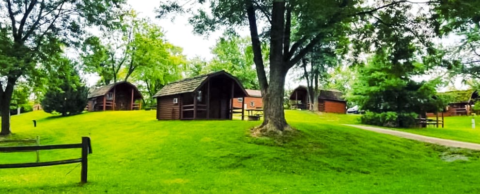 outside camping cabin grass