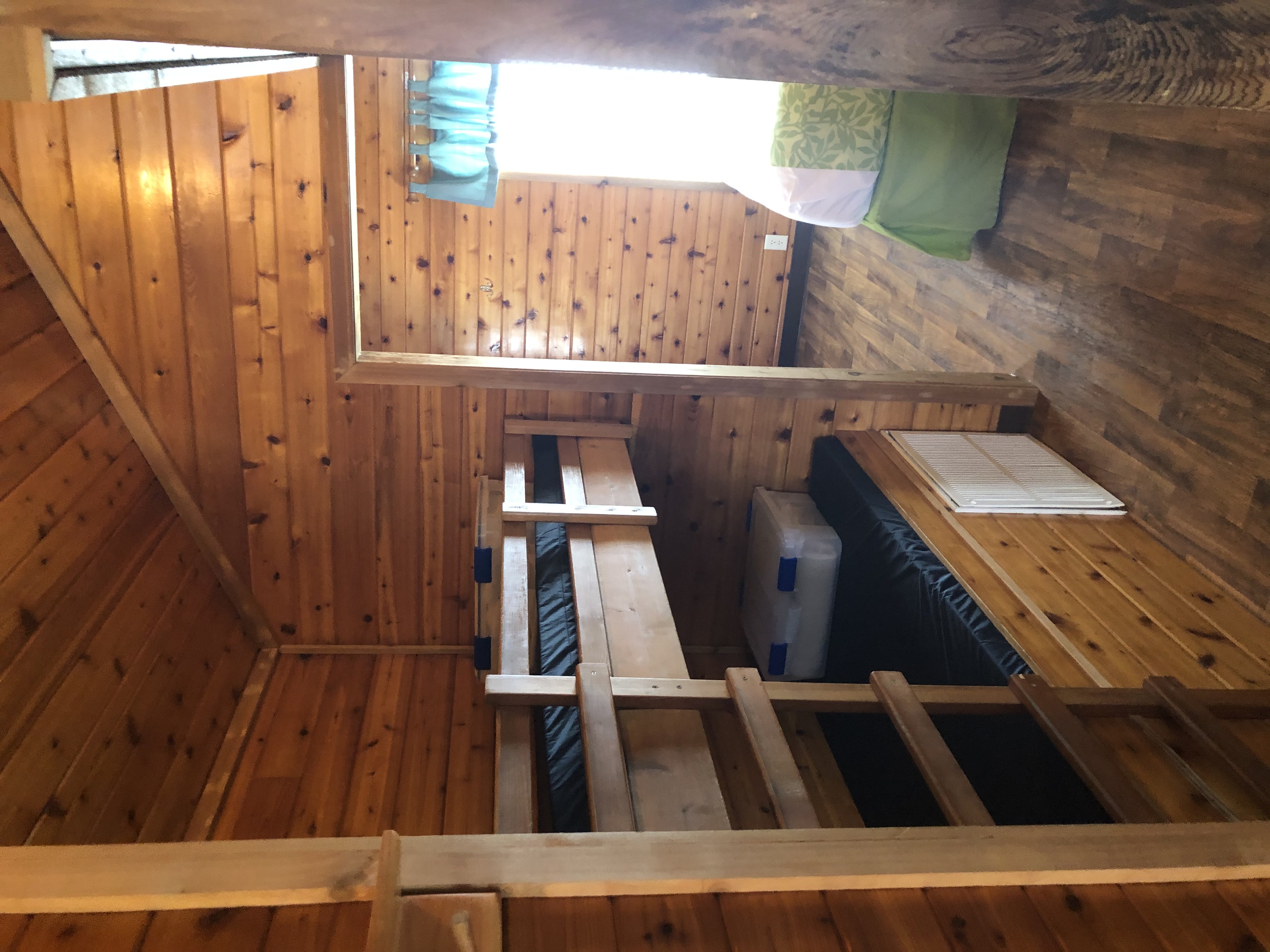 Bunks across from bathroom
