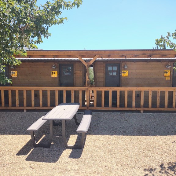 Climate Controlled Bathhouse with Full Sized Individual Bathrooms