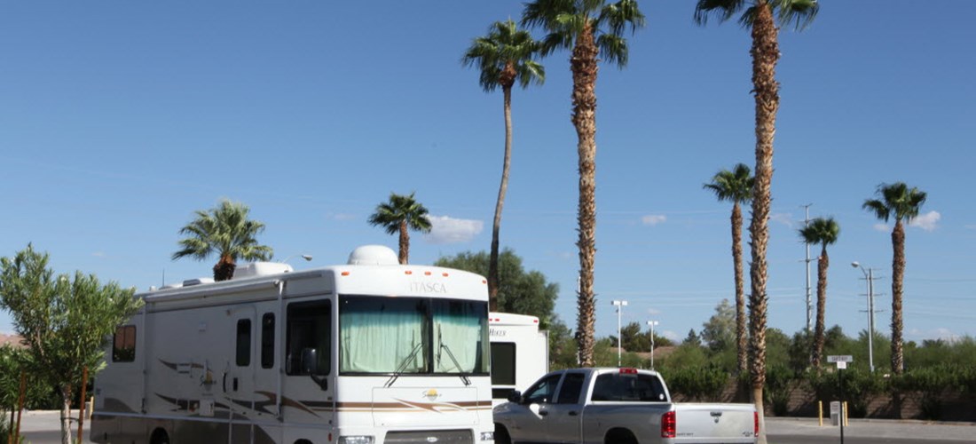 70' pull thru sites in our Boulder Park, yes we even have some grass here in the desert