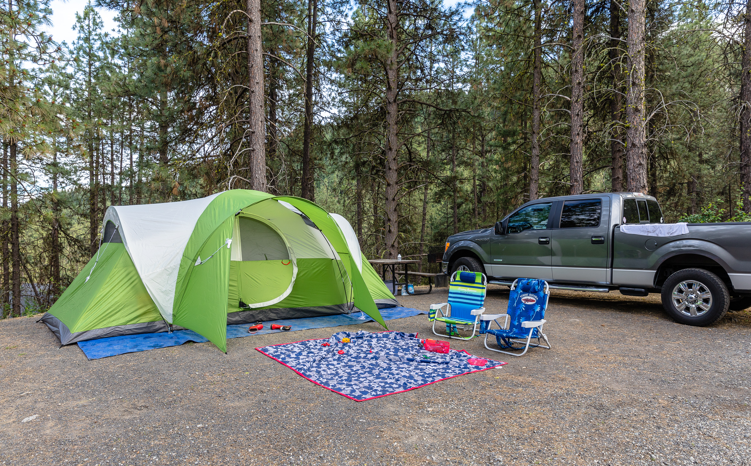 Rustic camping amid all the comforts.