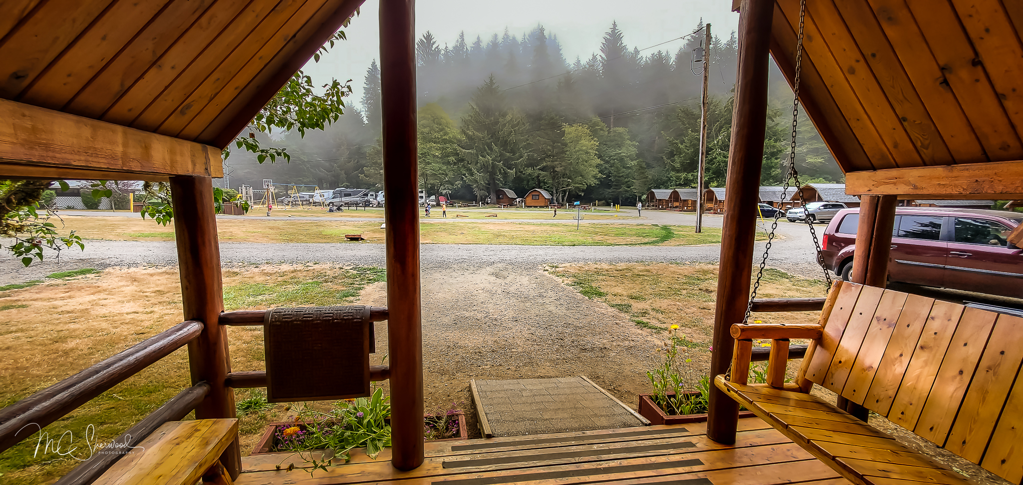 One-room rustic camping cabin - front porch