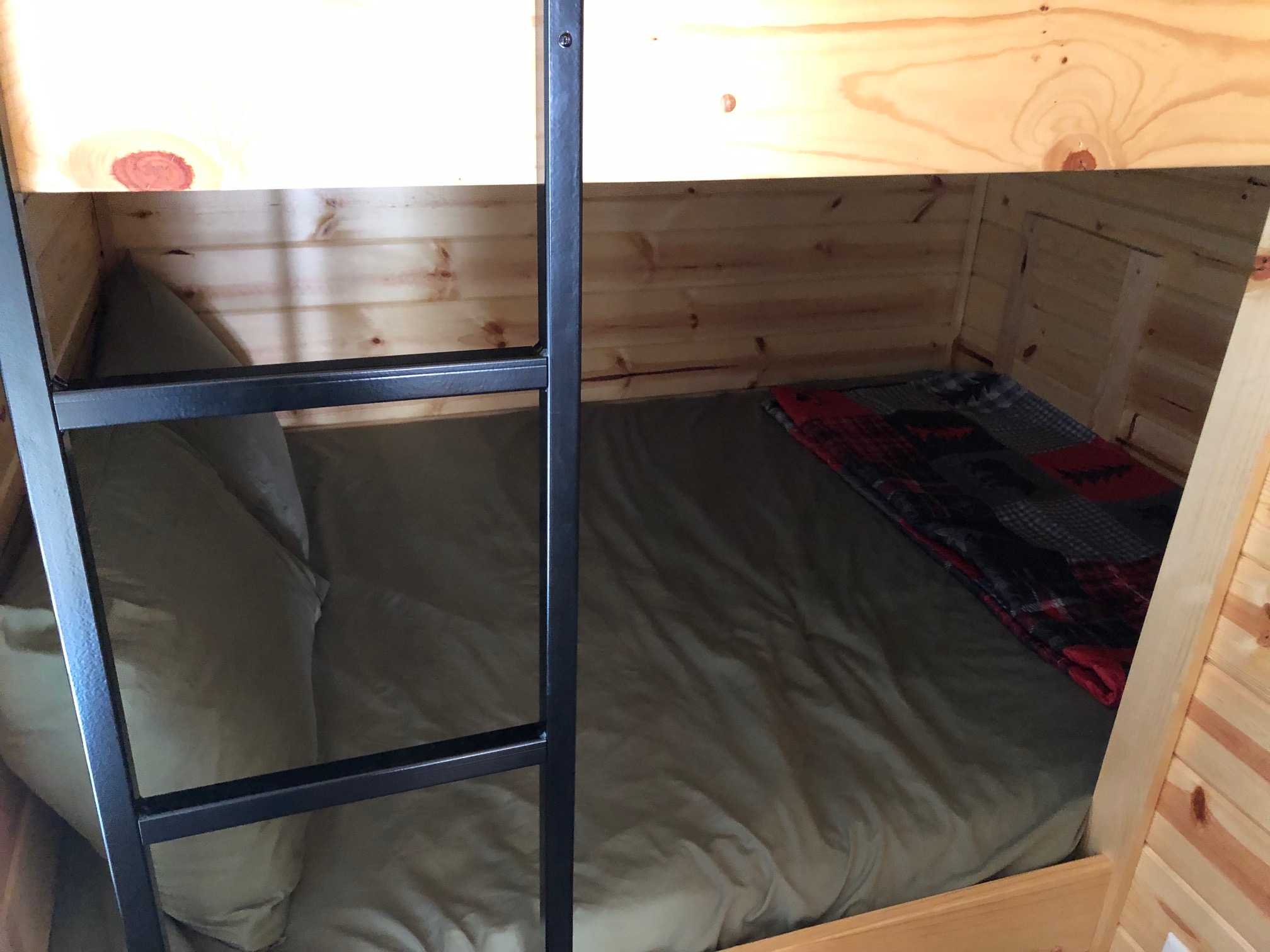 Full-size bunk beds, not the usual twin size.