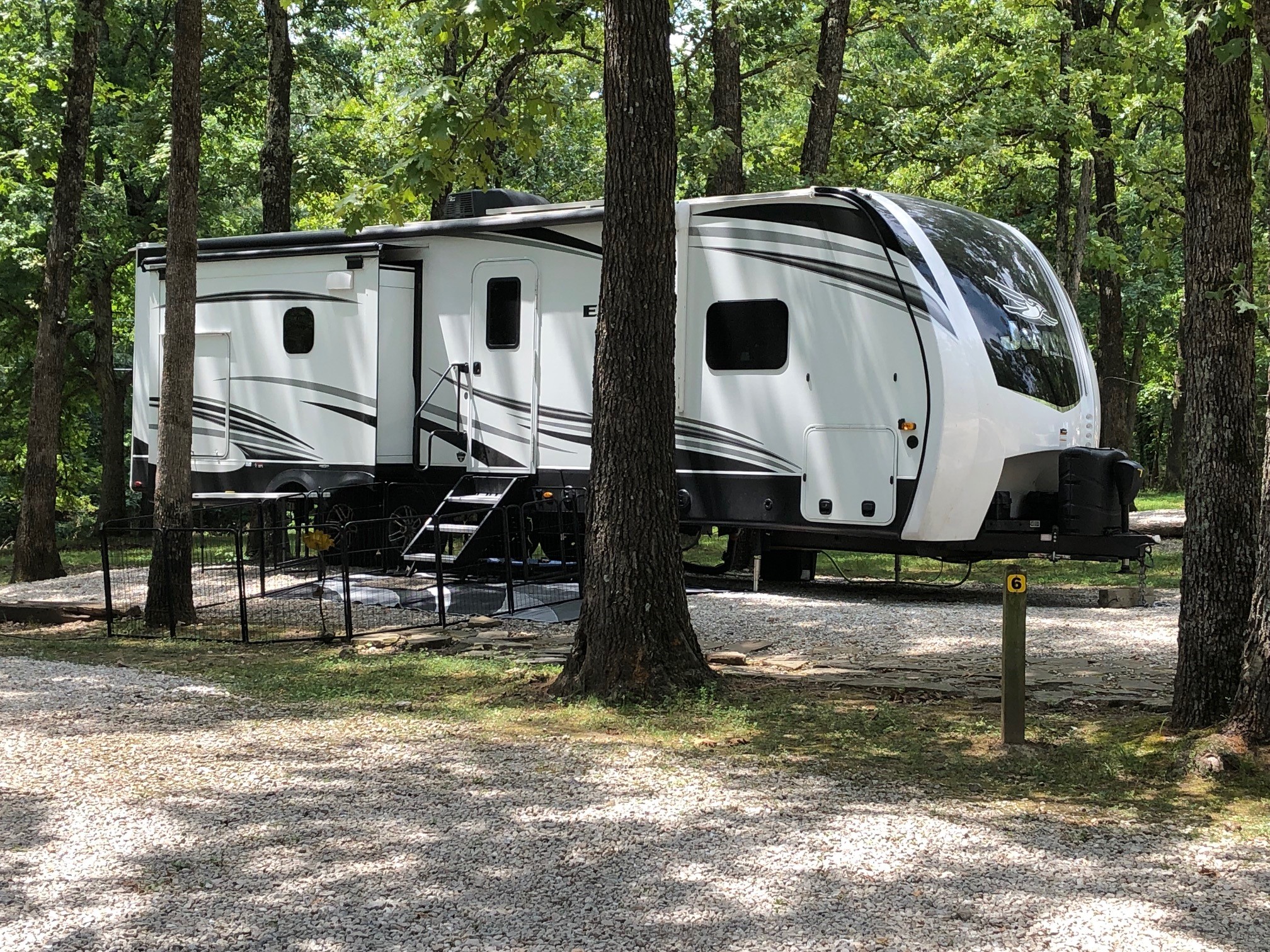 These sites are water and electric only. They do NOT have sewer. They are intended for pop-up trailers or tenters who need electricity and water. Recommended for 15 ft long or shorter.