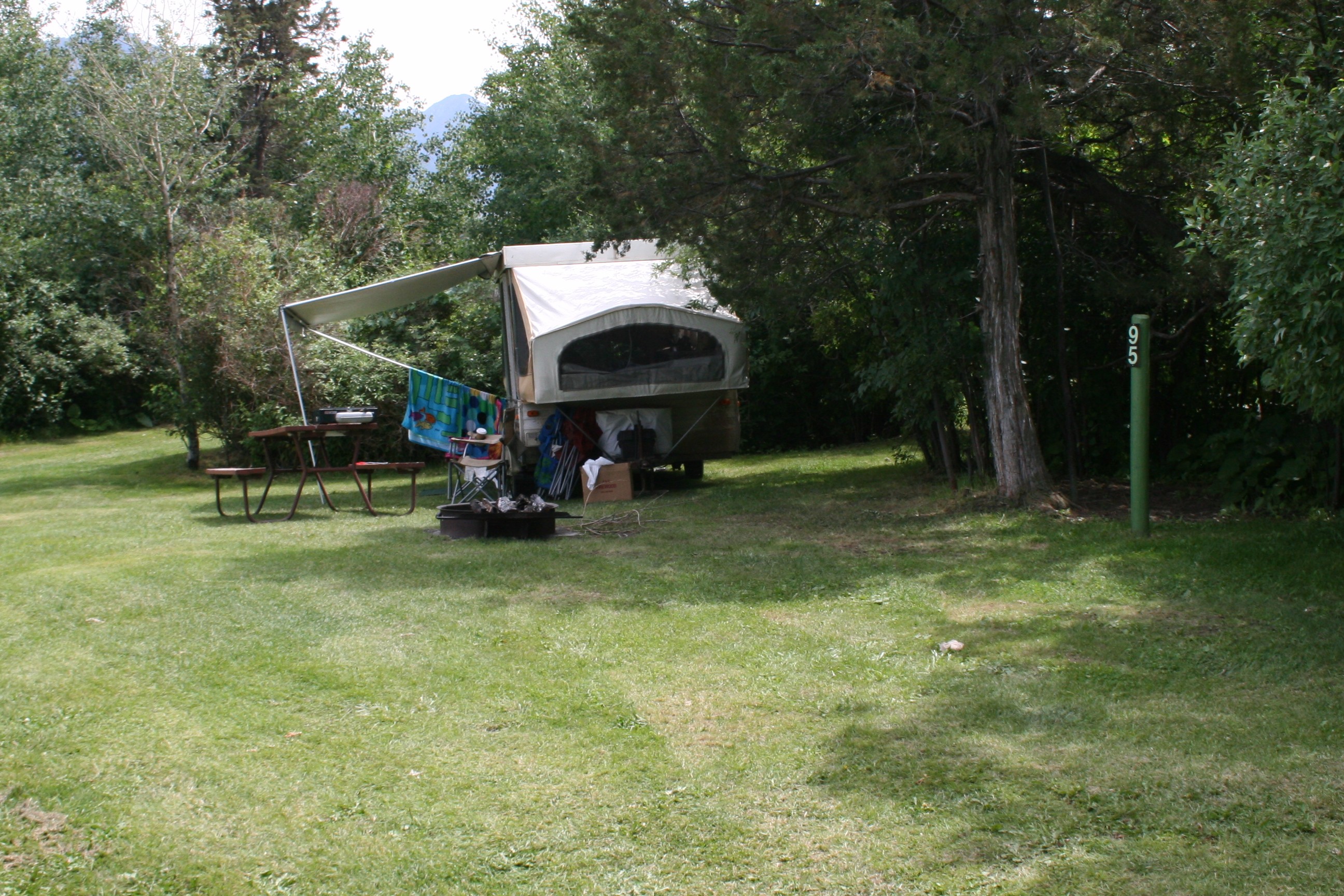 Tent Site 95. The most private and peaceful tent site, if you don't mind the cows.