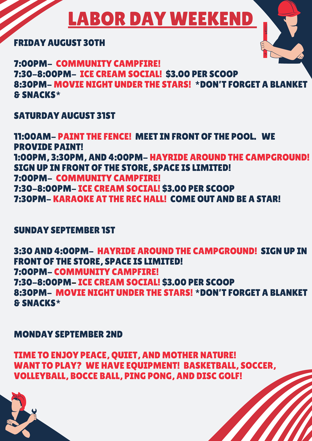 Join Us For Labor Day Weekend!
