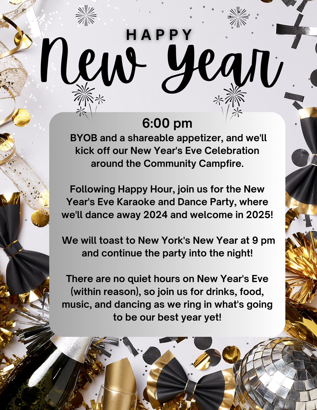 Join Us For A New Year's Eve Celebration!