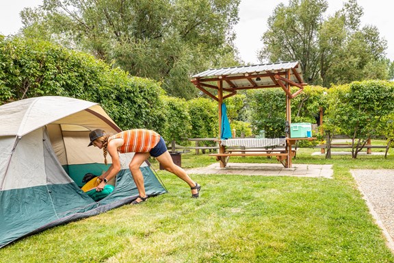Tent Site, Water/Electric, Grass Site Pad. Premium Tent site