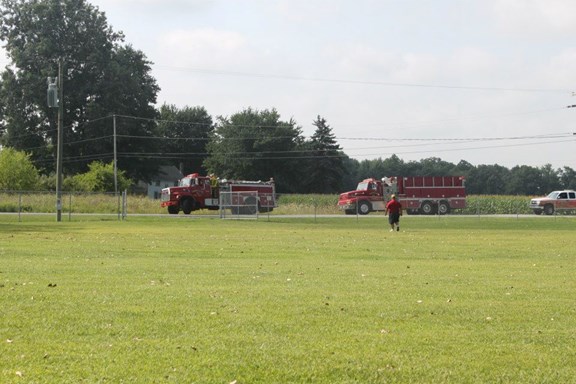 Fire trucks entrance for show