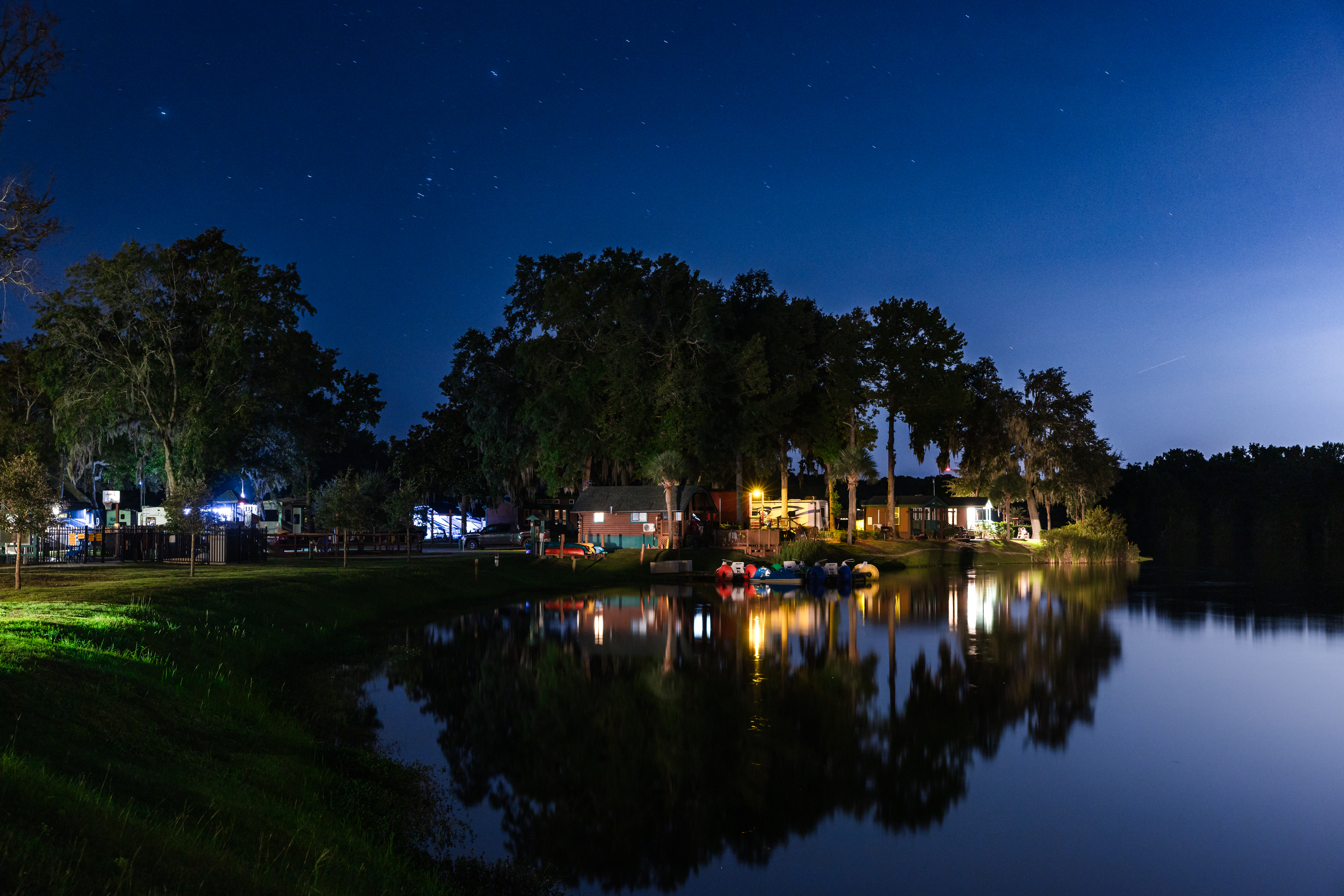 Deluxe cabins on water @night