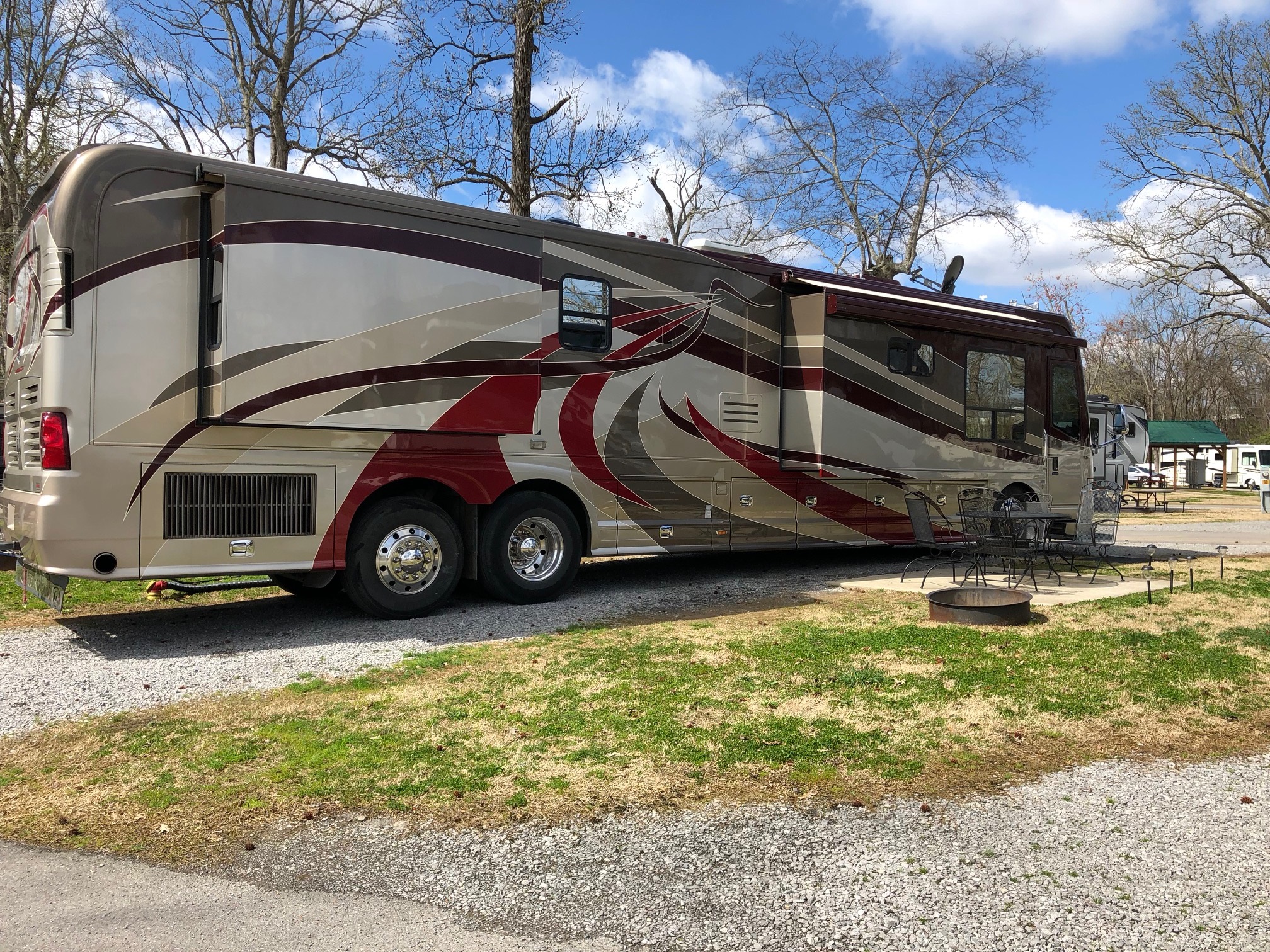 Gravel pull-through sites are a great choice if you're not towing a car.
