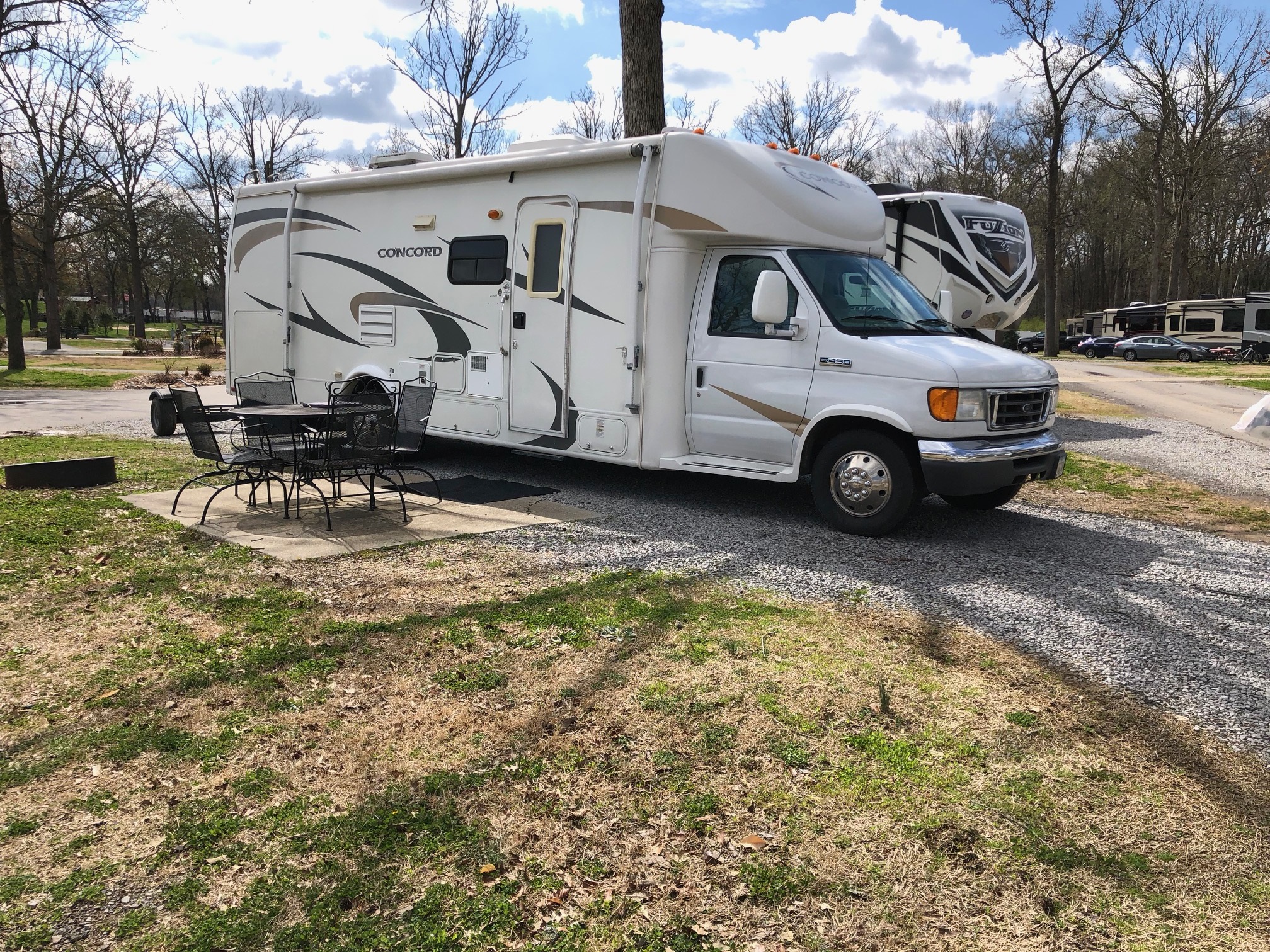 These gravel pull-through sites are a good choice for smaller towed RV's.