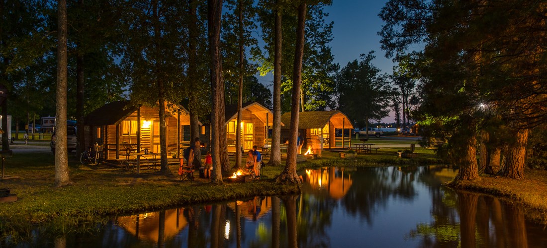 Camping Cabins  by the pond.