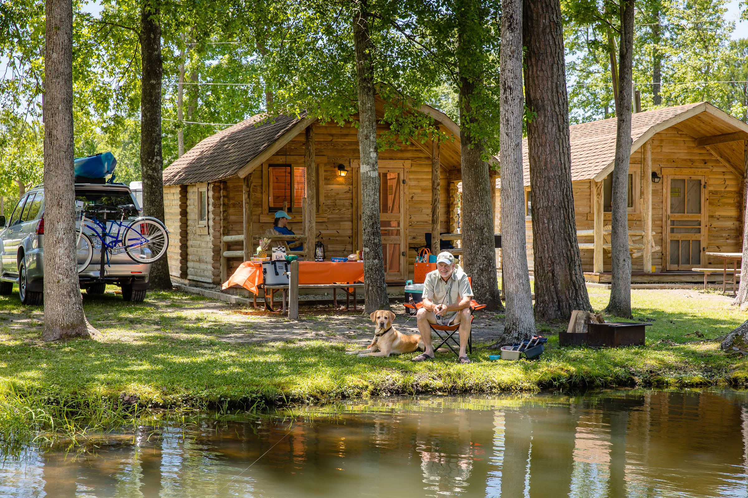 Camping Cabins  by the pond.