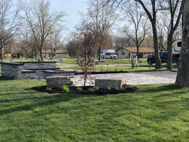 Large Upgraded Patio with Seating Wall