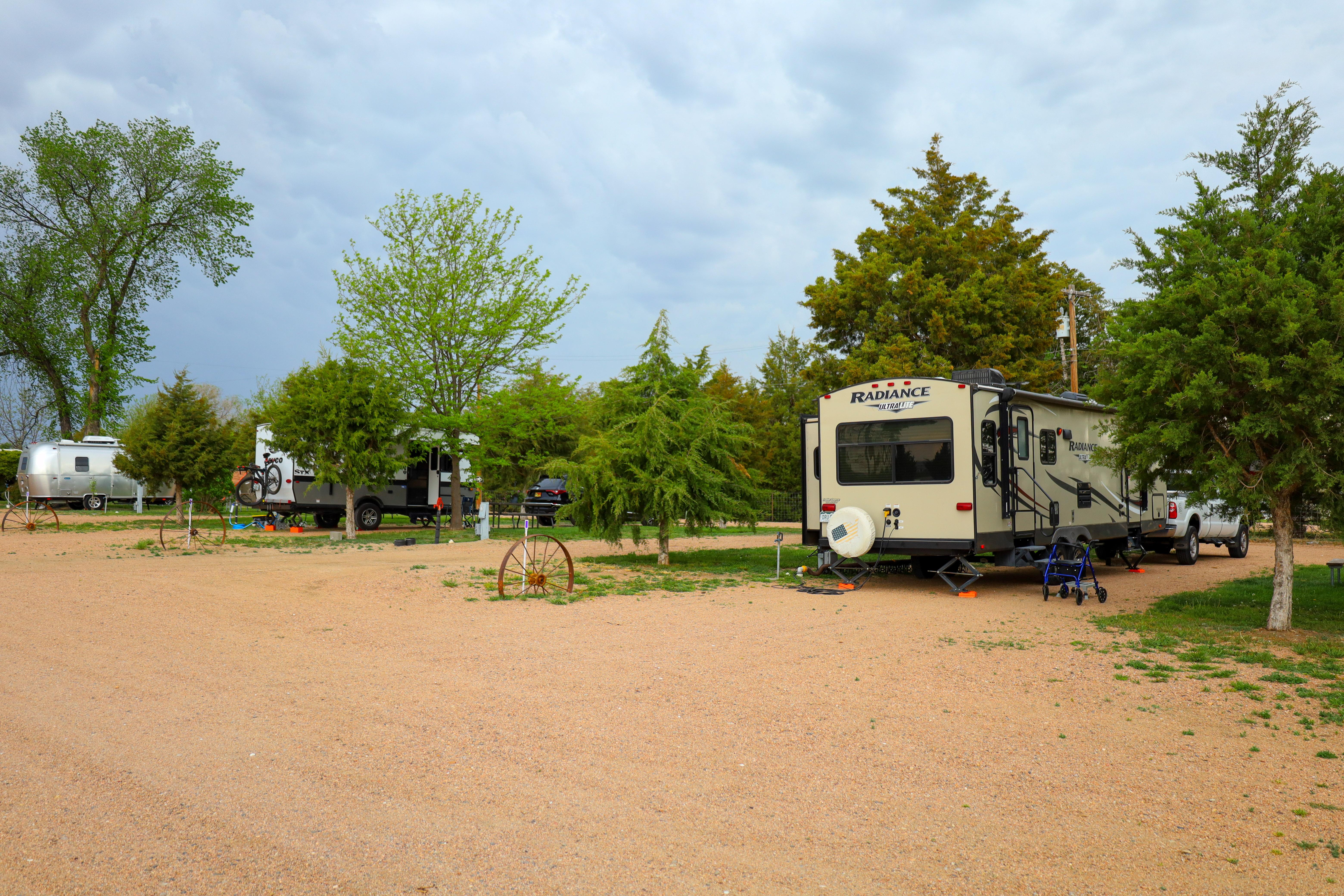 Our most favorite 30 AMP Sites lots of small tress and grass