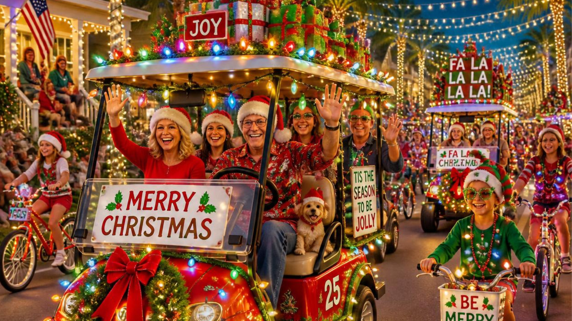 Christmas Golf Cart & Bike Parade Photo