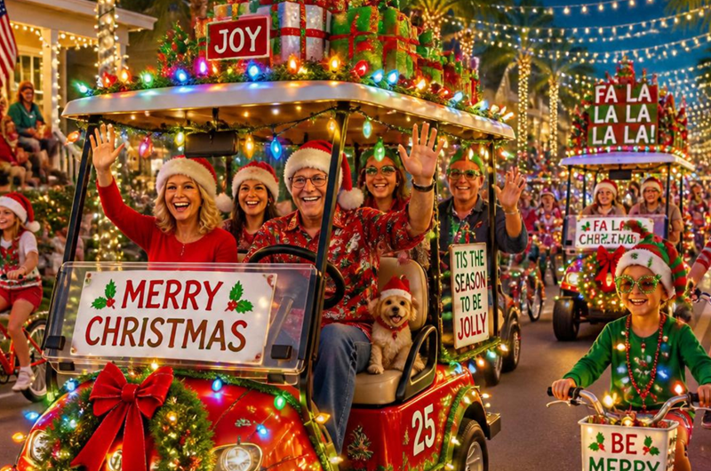 Christmas Golf Cart & Bike Parade Photo