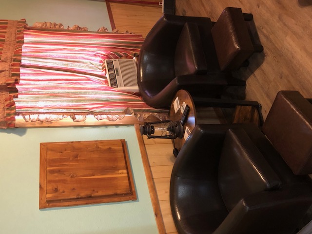 Cozy seating in our couple cabin.