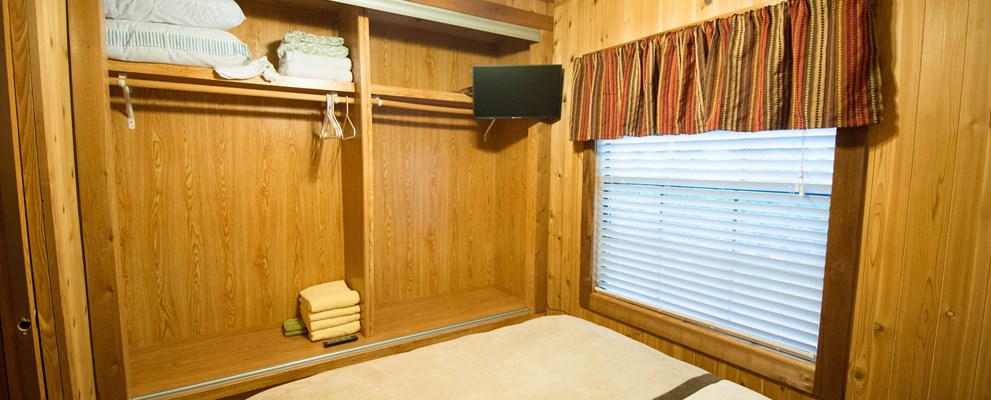 Storage Area & TV in Bedroom