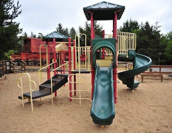 If your children tire of riding the dunes, they can burn up some energy in our playground.  Fritz's father, Frank Gross, passed away in 2001.  Because he loved watching the kids play in our old playground, we added this structure in his memory