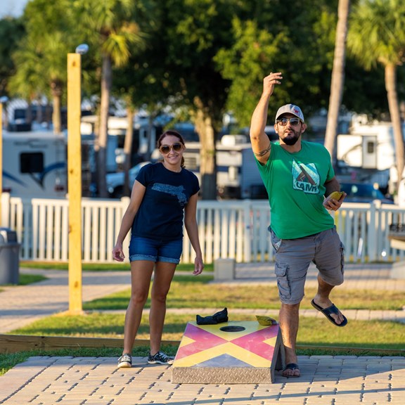 Cornhole in the Pocket Park