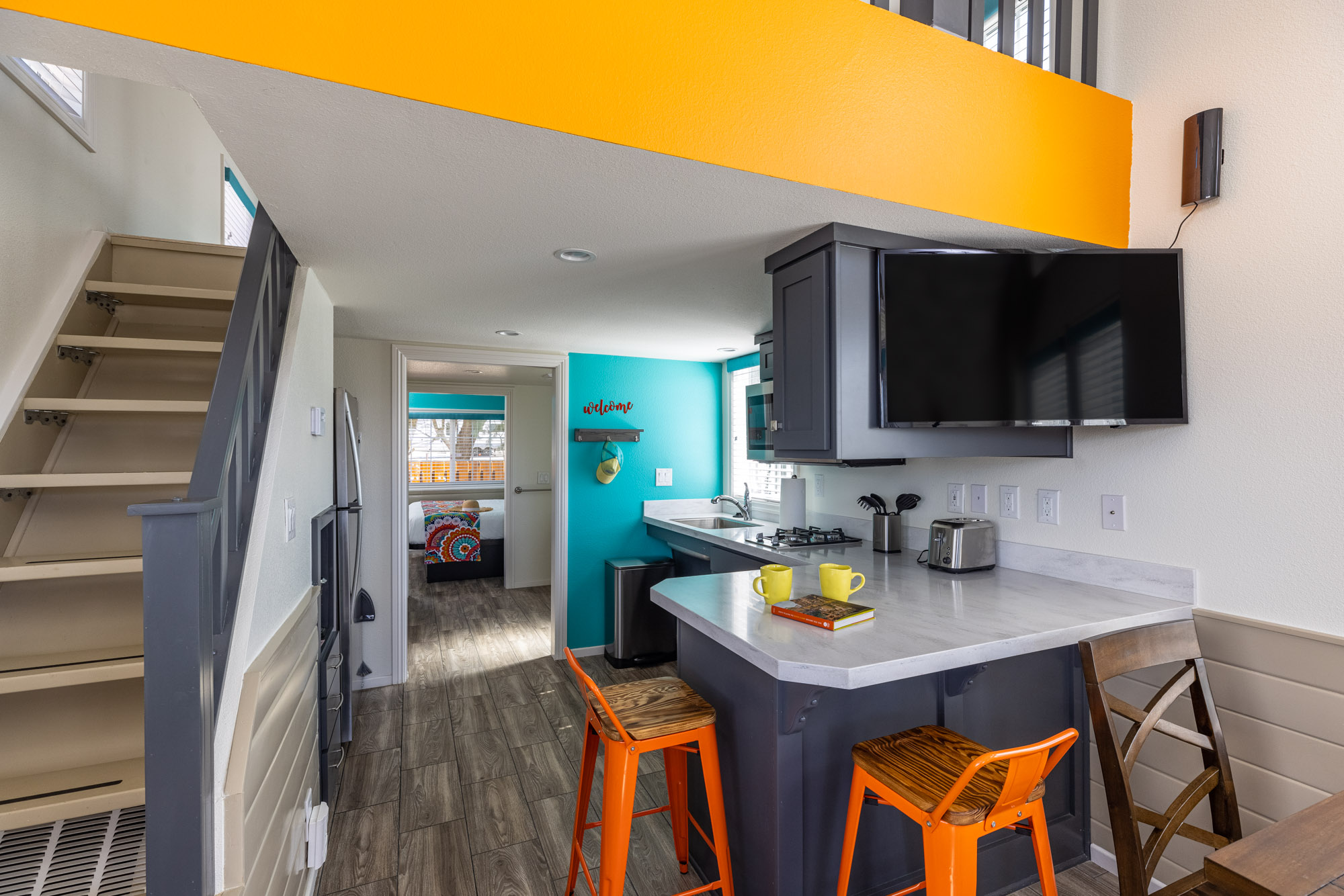 Deluxe Cabin Kitchen & Living Area