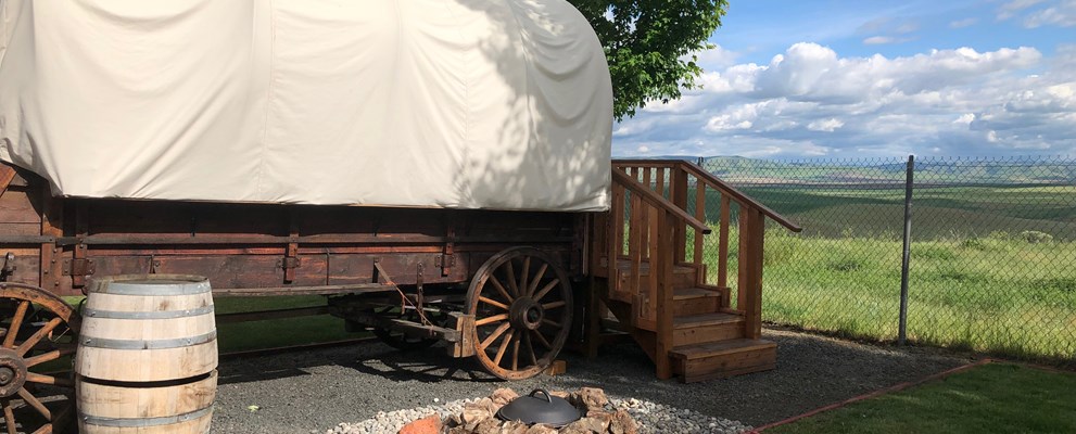 Sleep in a covered wagon!