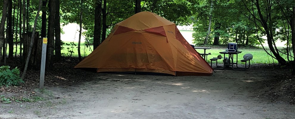 Our rustic tent sites have picnic table and fire pits no electric.