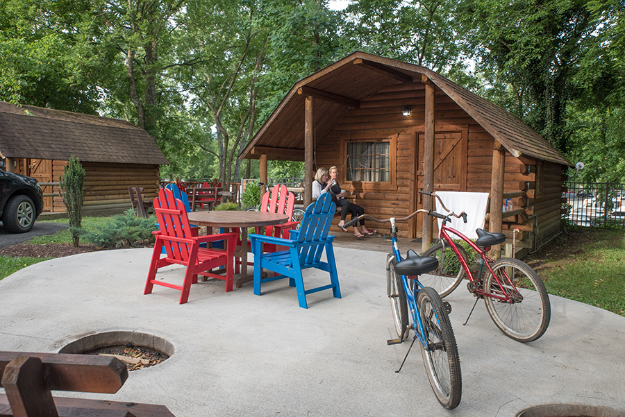 Camping cabin with patio lifestyle NEW
