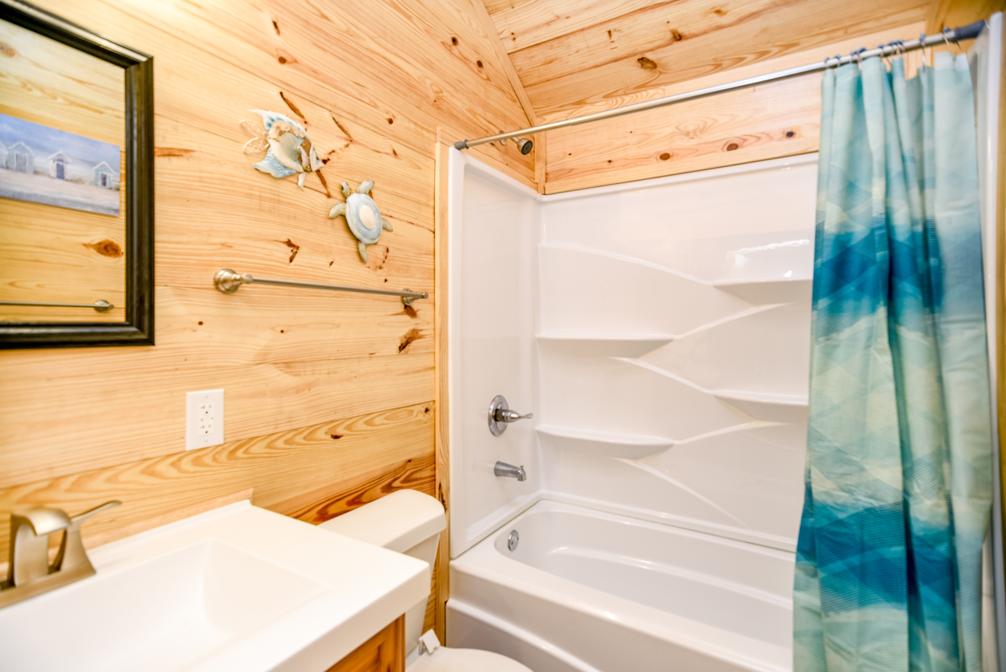 Our one bedroom cabin offers a full restroom.
