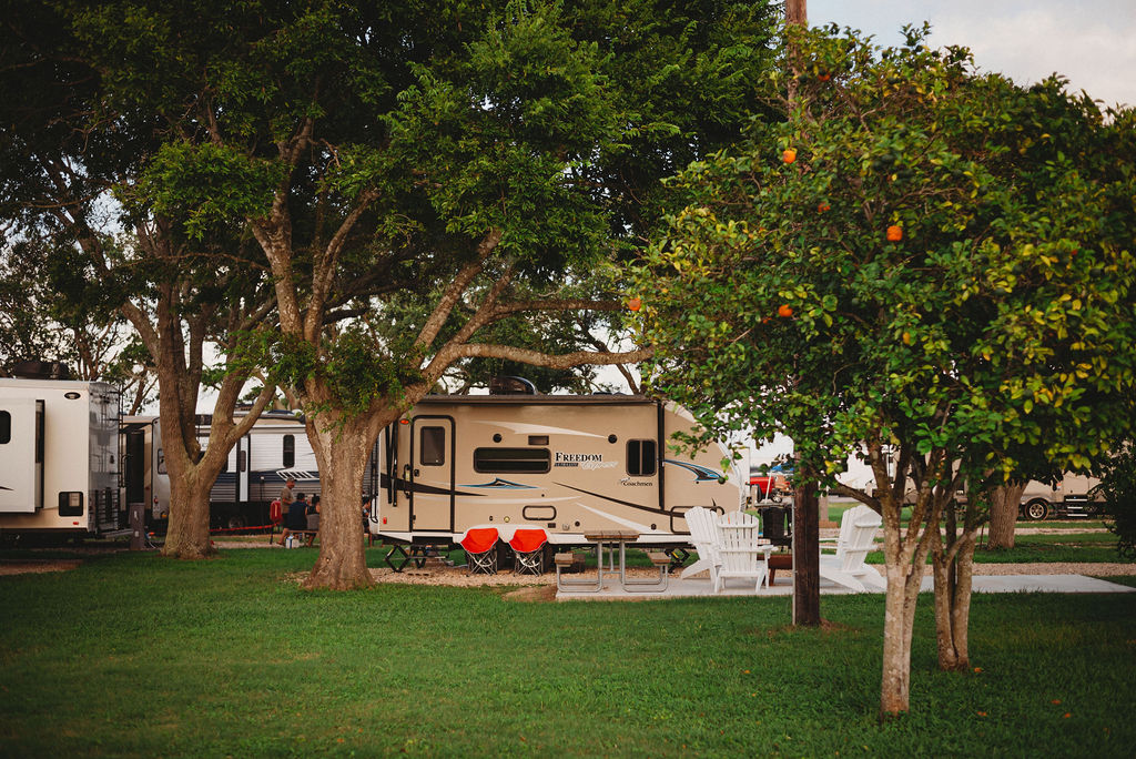 Interior back-in Patio Site makes for a relaxing camping trip with a spacious yard!