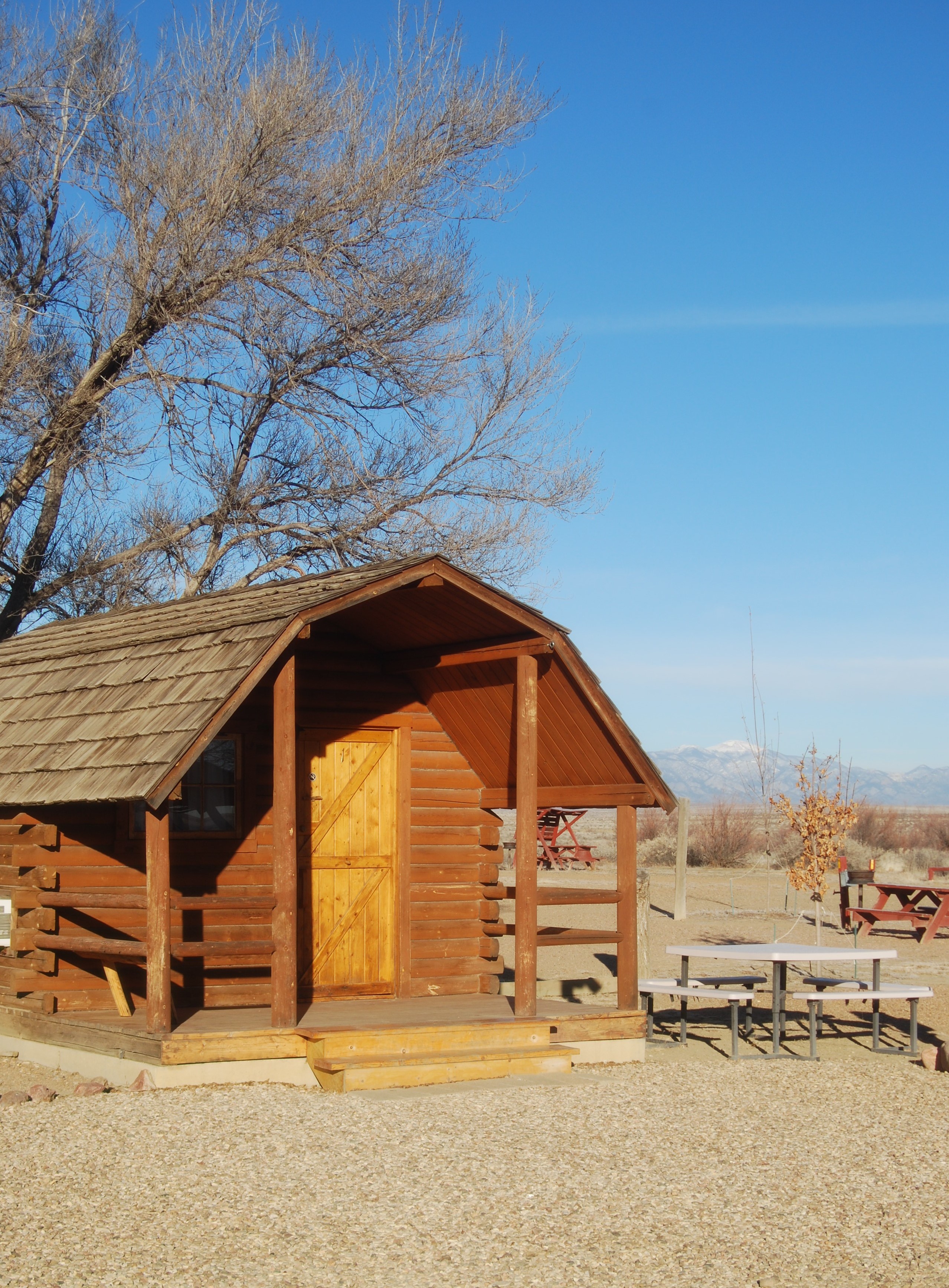 High desert setting for our 1-Room Rustic Cabin camping.