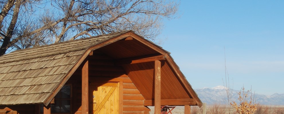 High desert setting for our 1-Room Rustic Cabin camping.