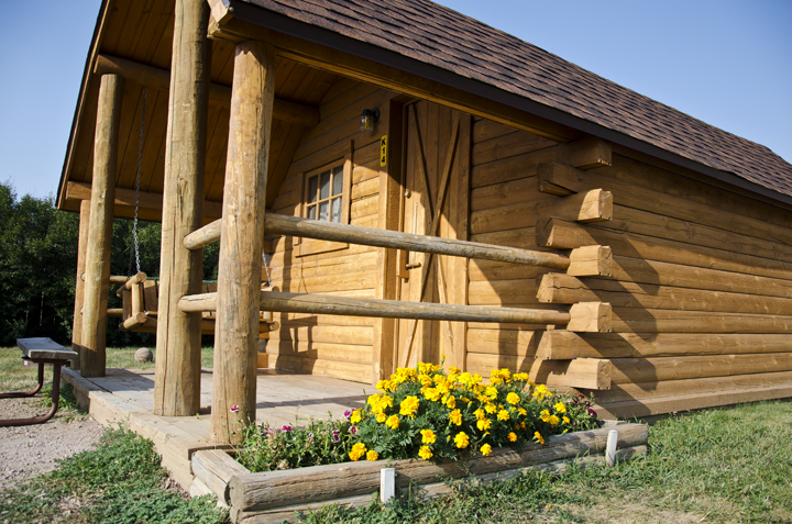 Enjoy a one room camping cabin.