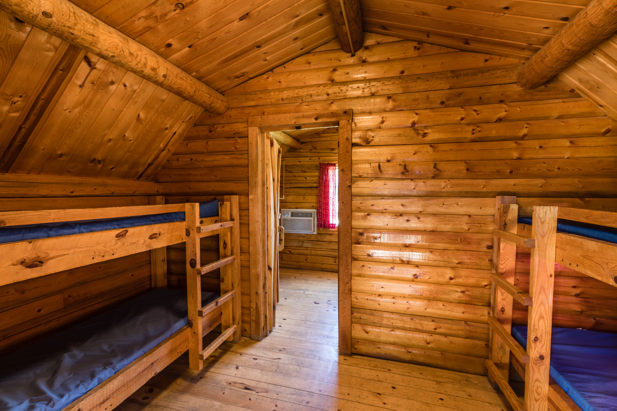 Inside a camping cabin.