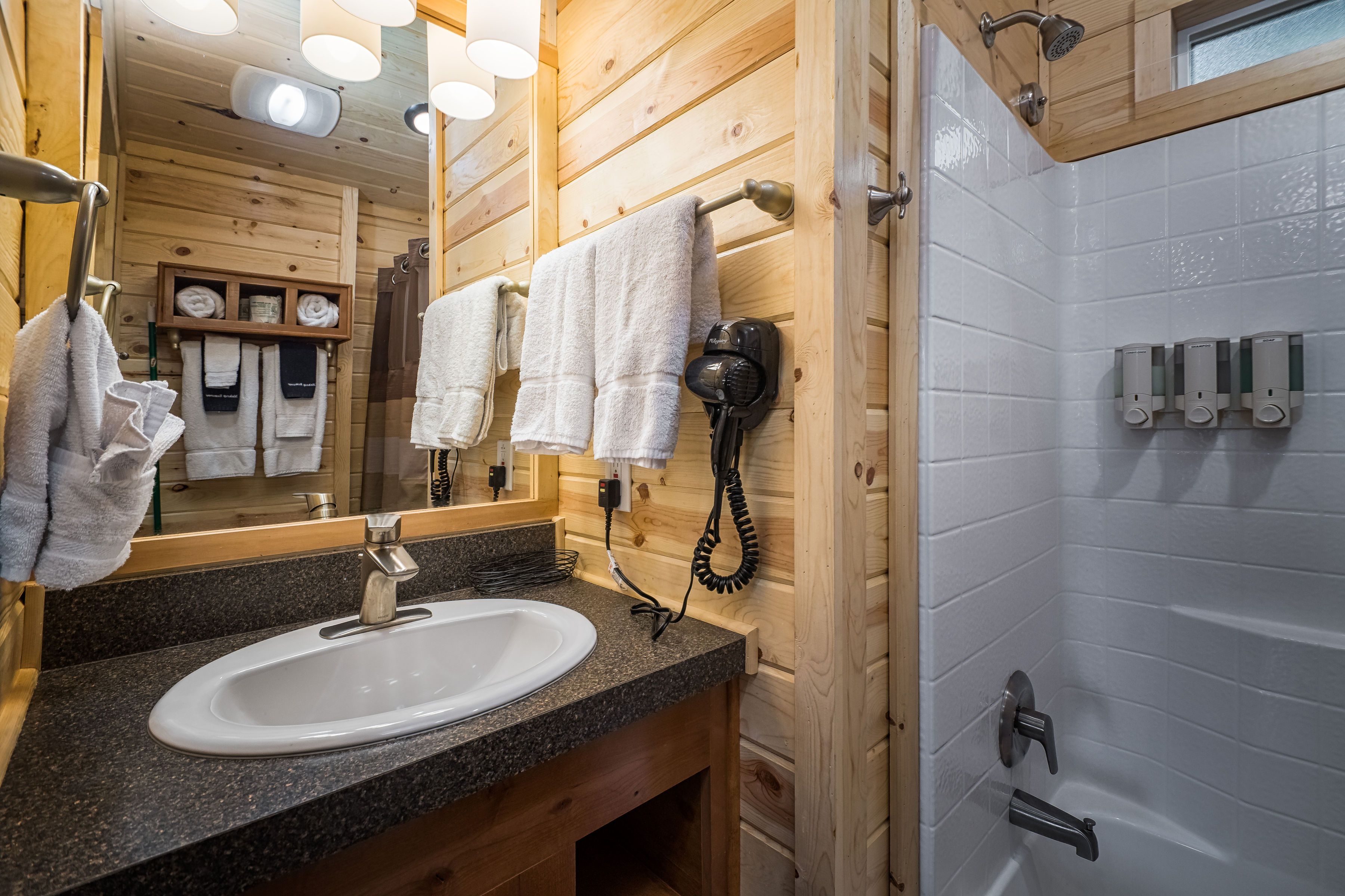 Sink and Shower in Restroom