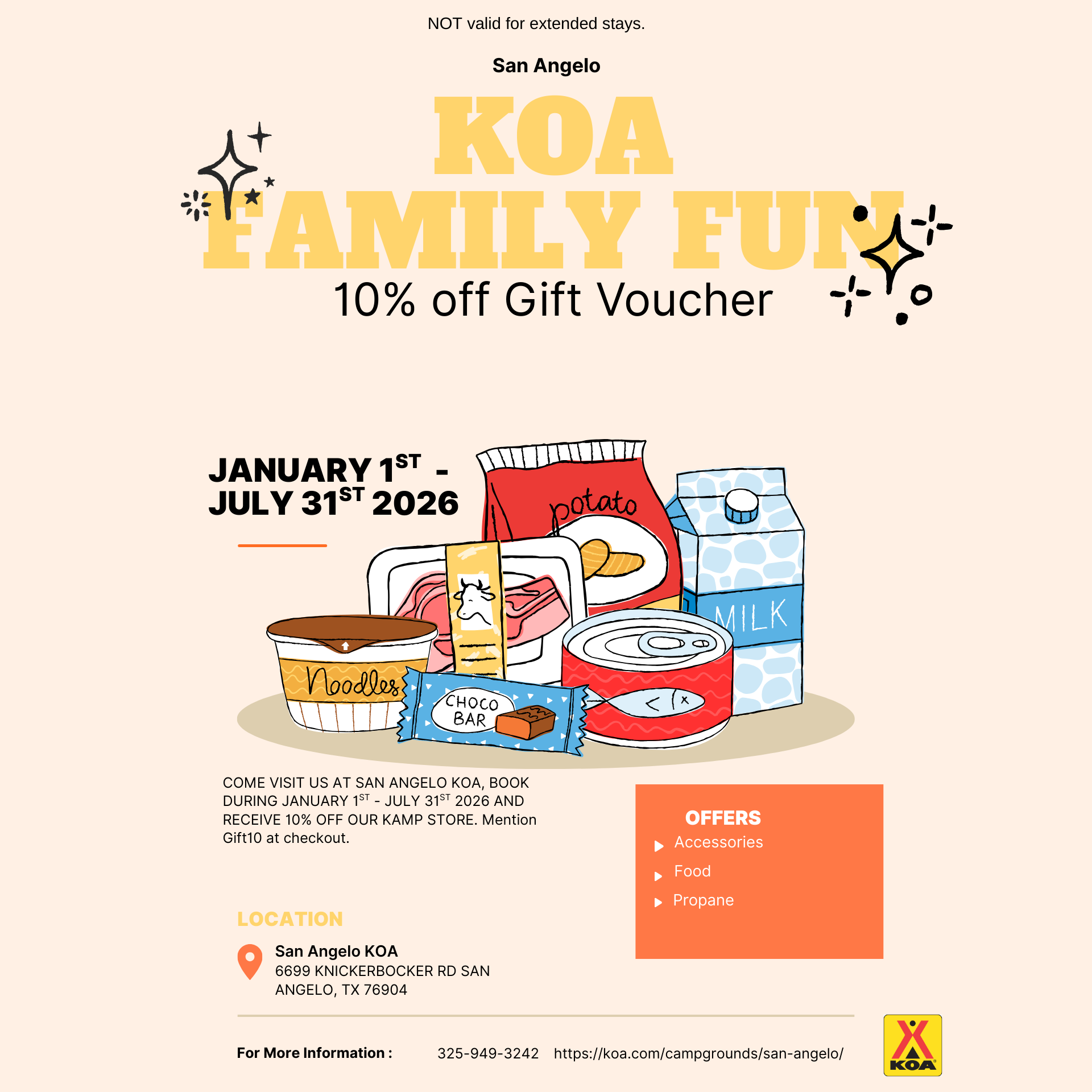 KOA family fun gift voucher Photo