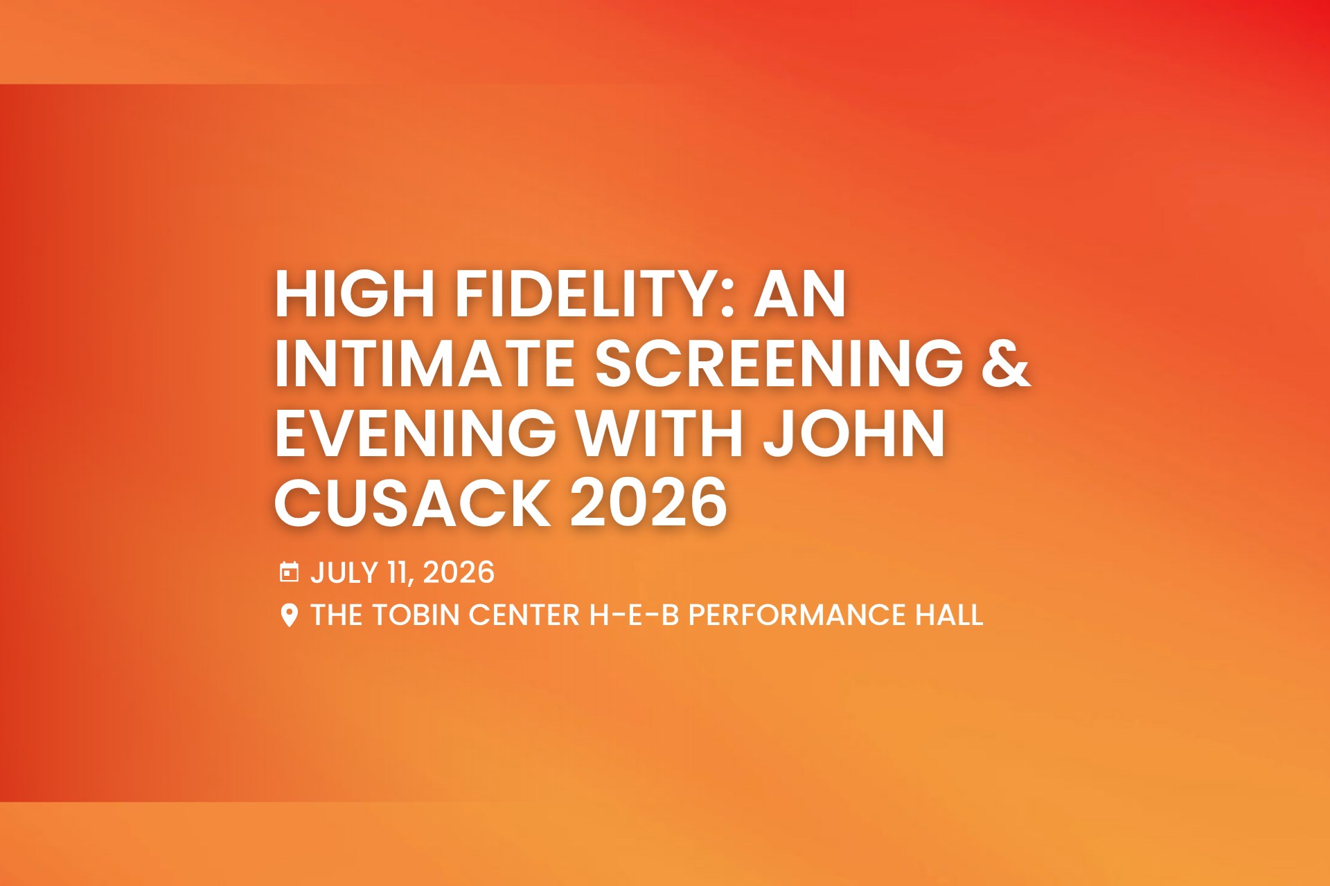 High Fidelity An Intimate Screening & Evening w/ John Cusack Photo