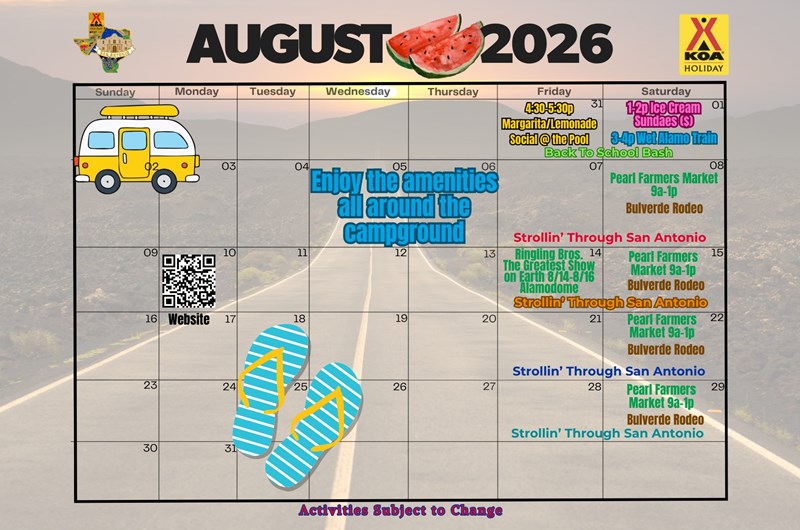 August Activities Calendar Photo