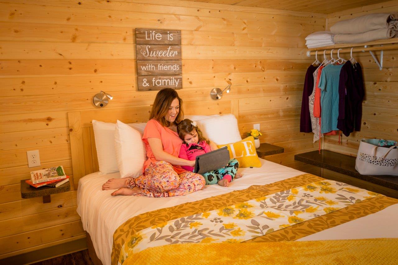 All full size lodges have a private bedroom with linens for your comfort and enjoyment