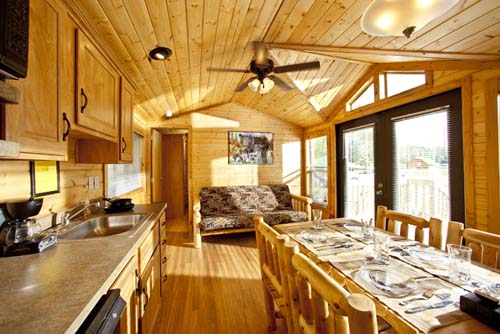 K1 lodges are beautiful units with private bedroom, bunk room, kitchenette, deck, gas bbq and fire pit for counting stars.