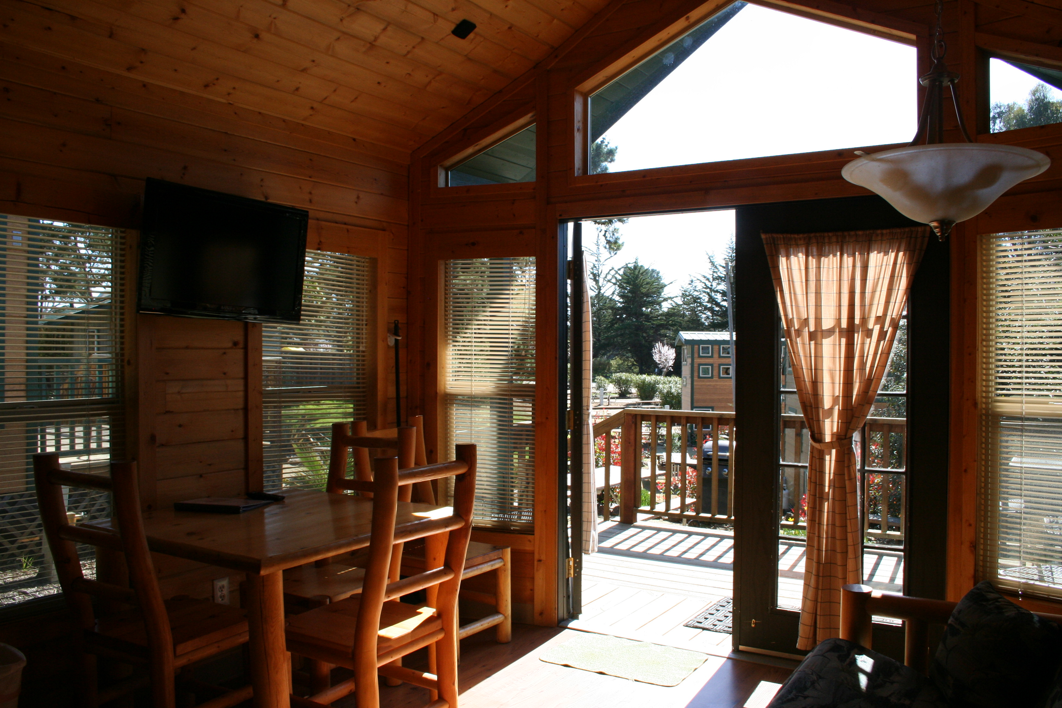 Enjoy coffee on the deck or catch the game on the 32" Satellite TV